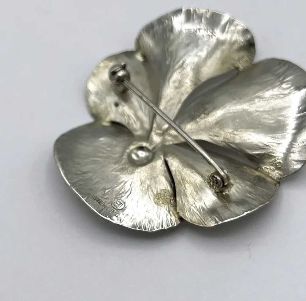 Stuart Nye Pansy Flower Brooch, Sterling Silver - image 5