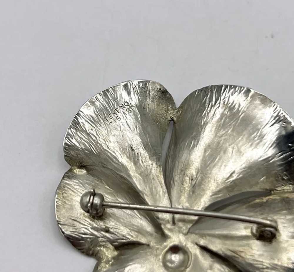 Stuart Nye Pansy Flower Brooch, Sterling Silver - image 6