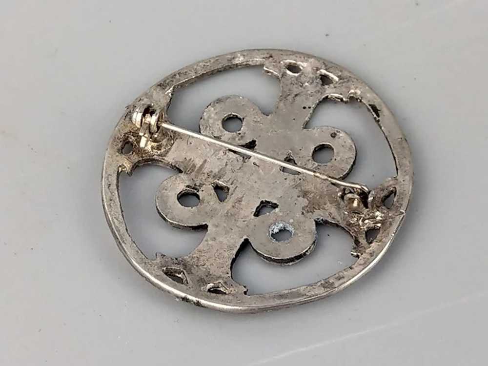 Chrome-plated Celtic brooch cross in Medieval sty… - image 3
