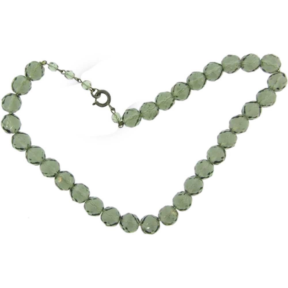 Vintage smoky crystal bead choker Necklace - image 1