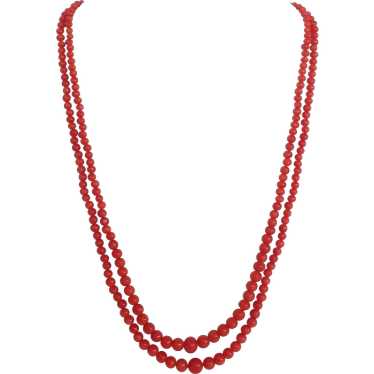 Double Strand Graduated 7-2 mm Coral Bead Necklace