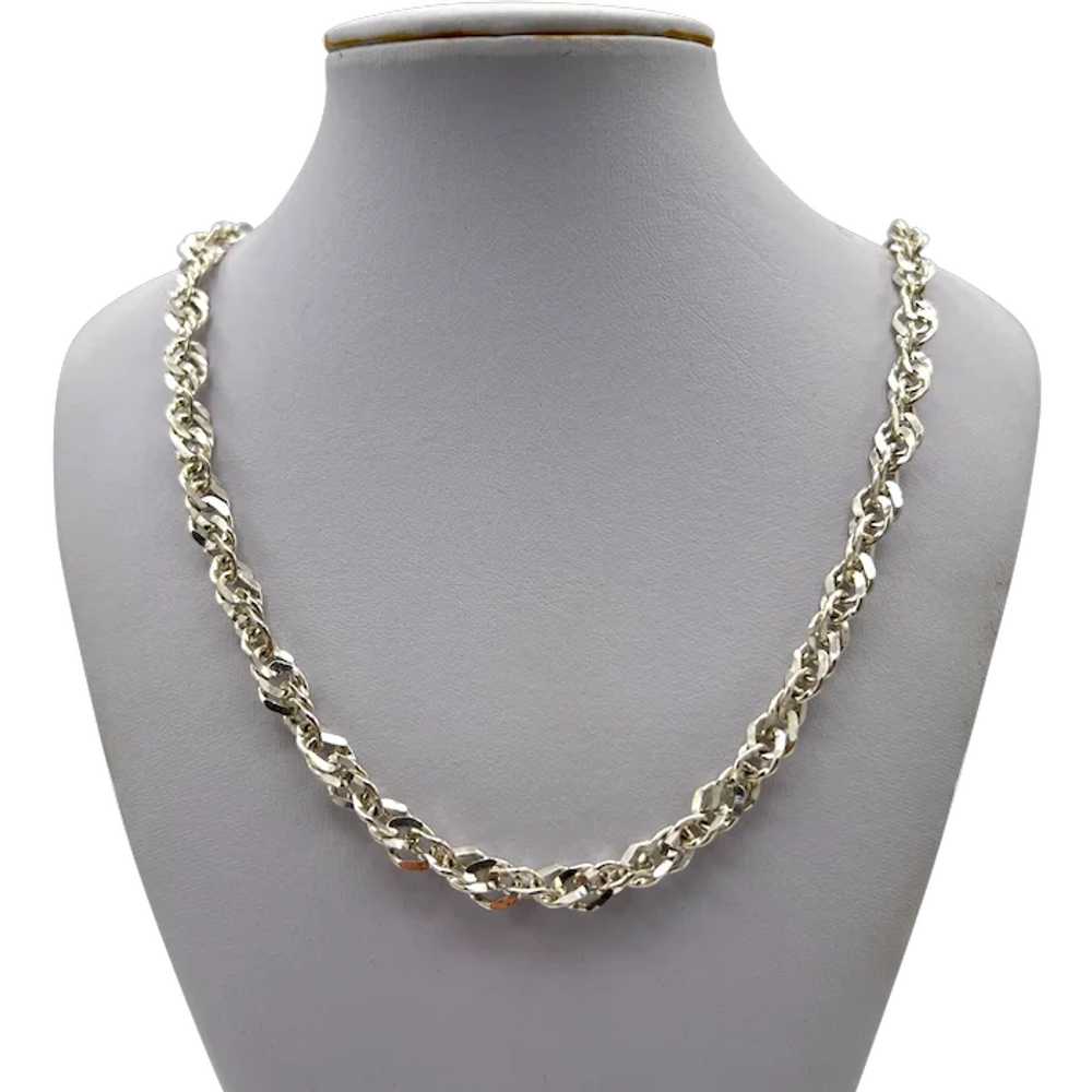 Diamond-Cut Curb Link Chain, Sterling Silver - image 1