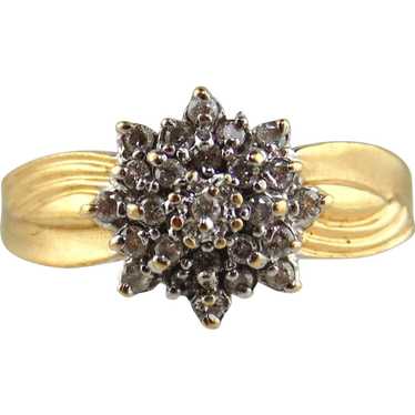 Diamond Ring 14kt Yellow Gold Ladies Snowflake Co… - image 1