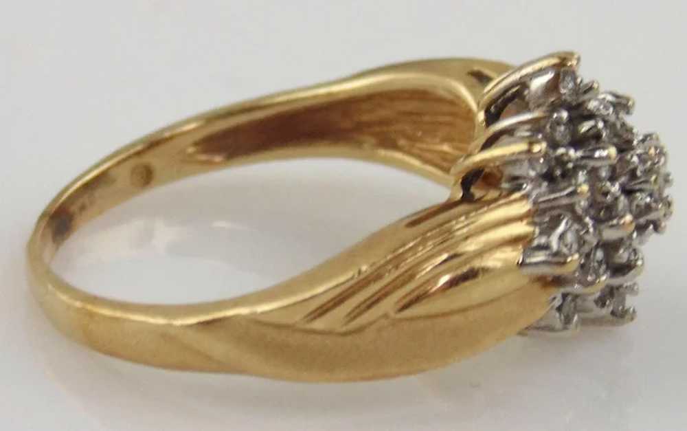 Diamond Ring 14kt Yellow Gold Ladies Snowflake Co… - image 3