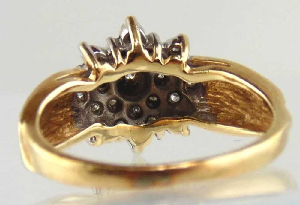 Diamond Ring 14kt Yellow Gold Ladies Snowflake Co… - image 4