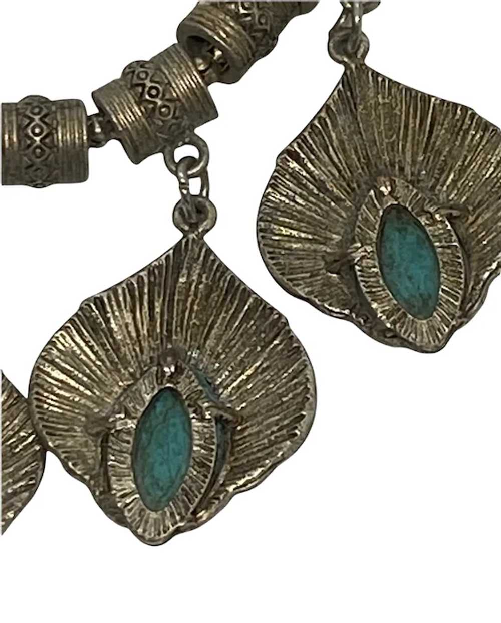 Estate Vintage 19 1/2” Metal Necklace with Five T… - image 5