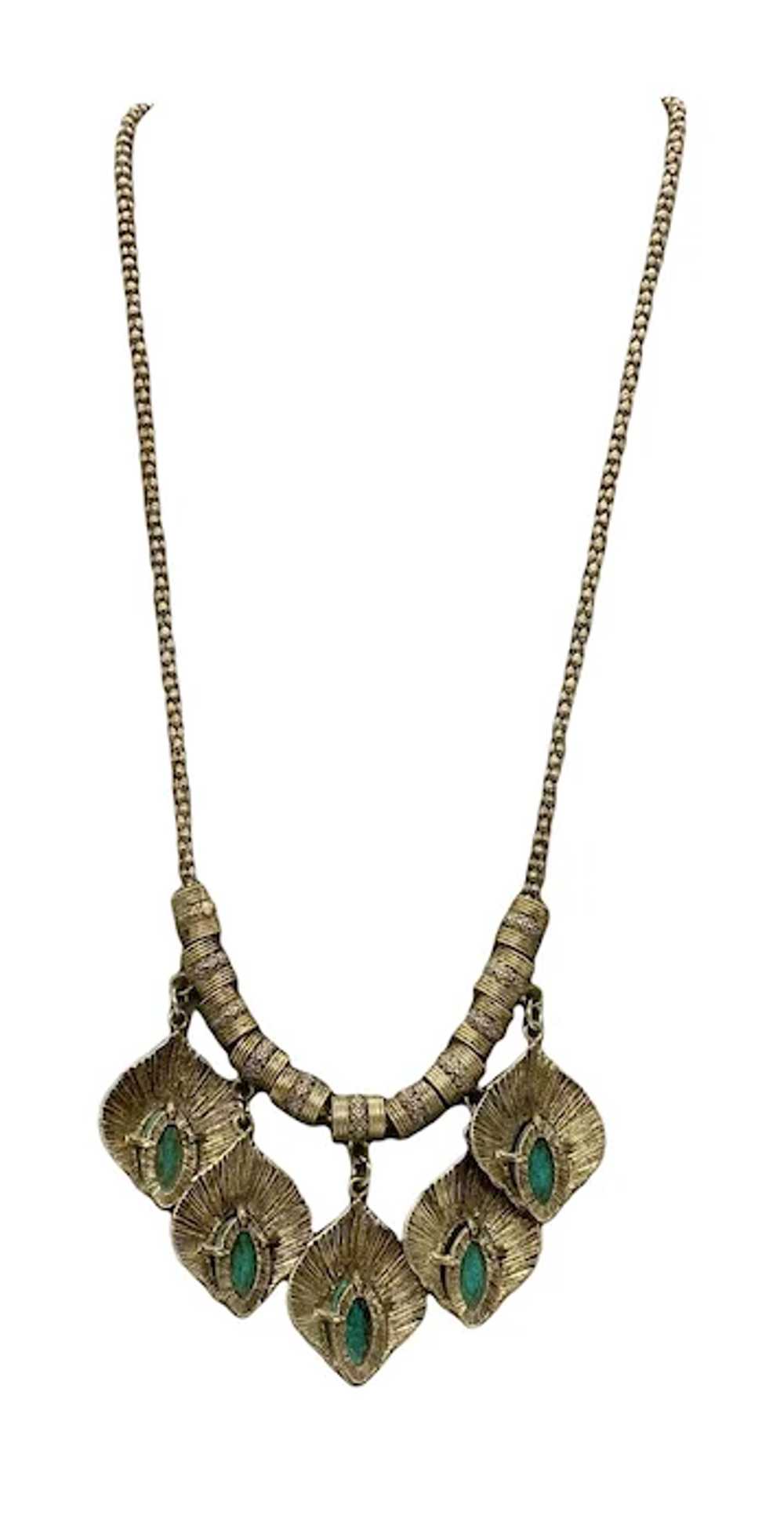 Estate Vintage 19 1/2” Metal Necklace with Five T… - image 7