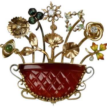 So Lovely Victorian 14K Gold Bouquet Brooch