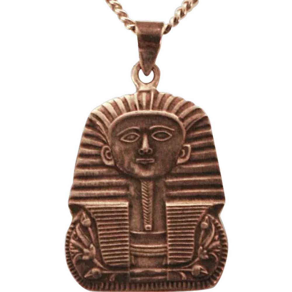 Silver (.900) Egyptian Revival Pharaoh Pendant - image 1