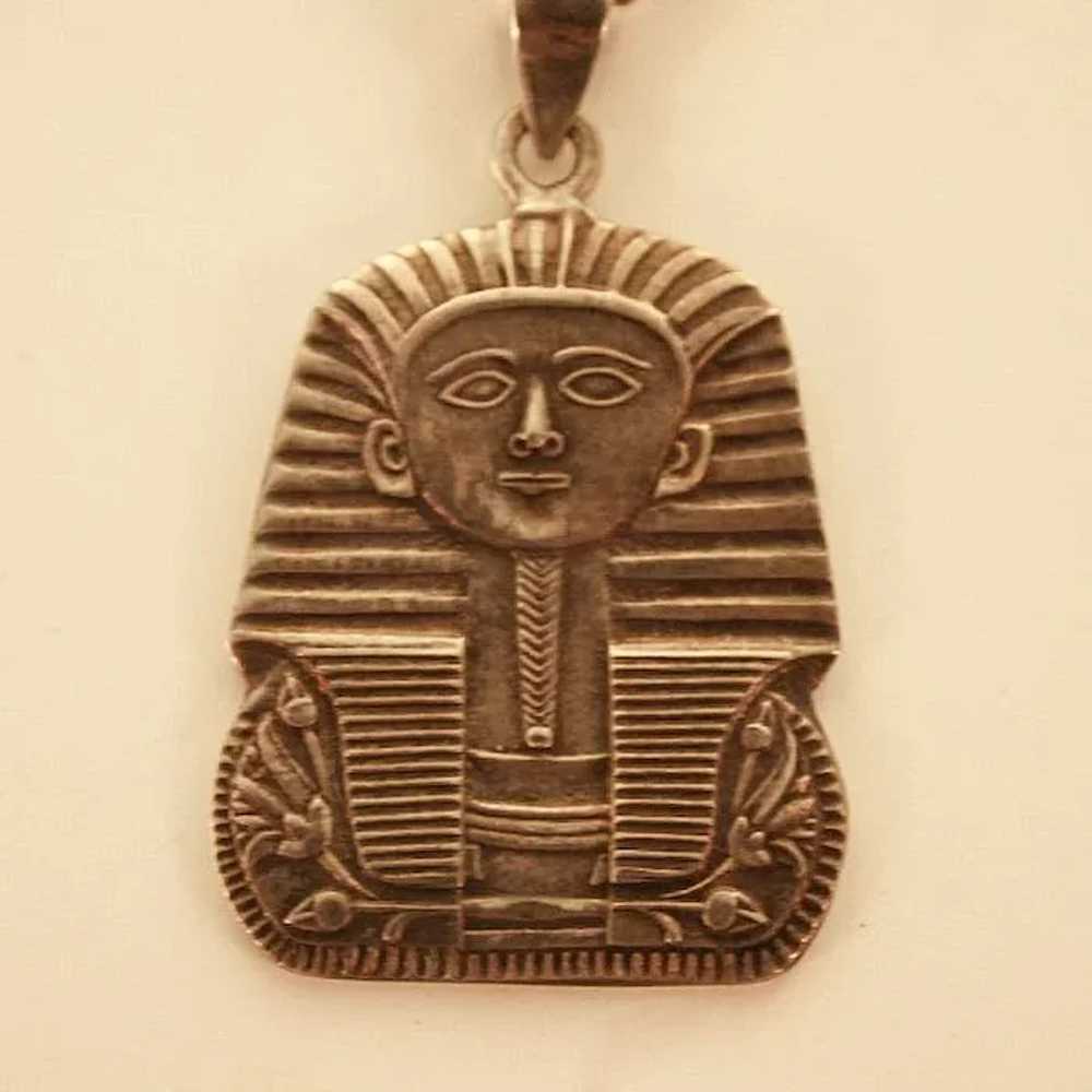Silver (.900) Egyptian Revival Pharaoh Pendant - image 4