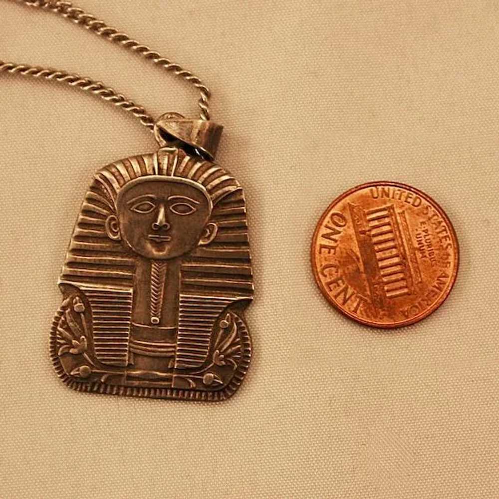 Silver (.900) Egyptian Revival Pharaoh Pendant - image 5