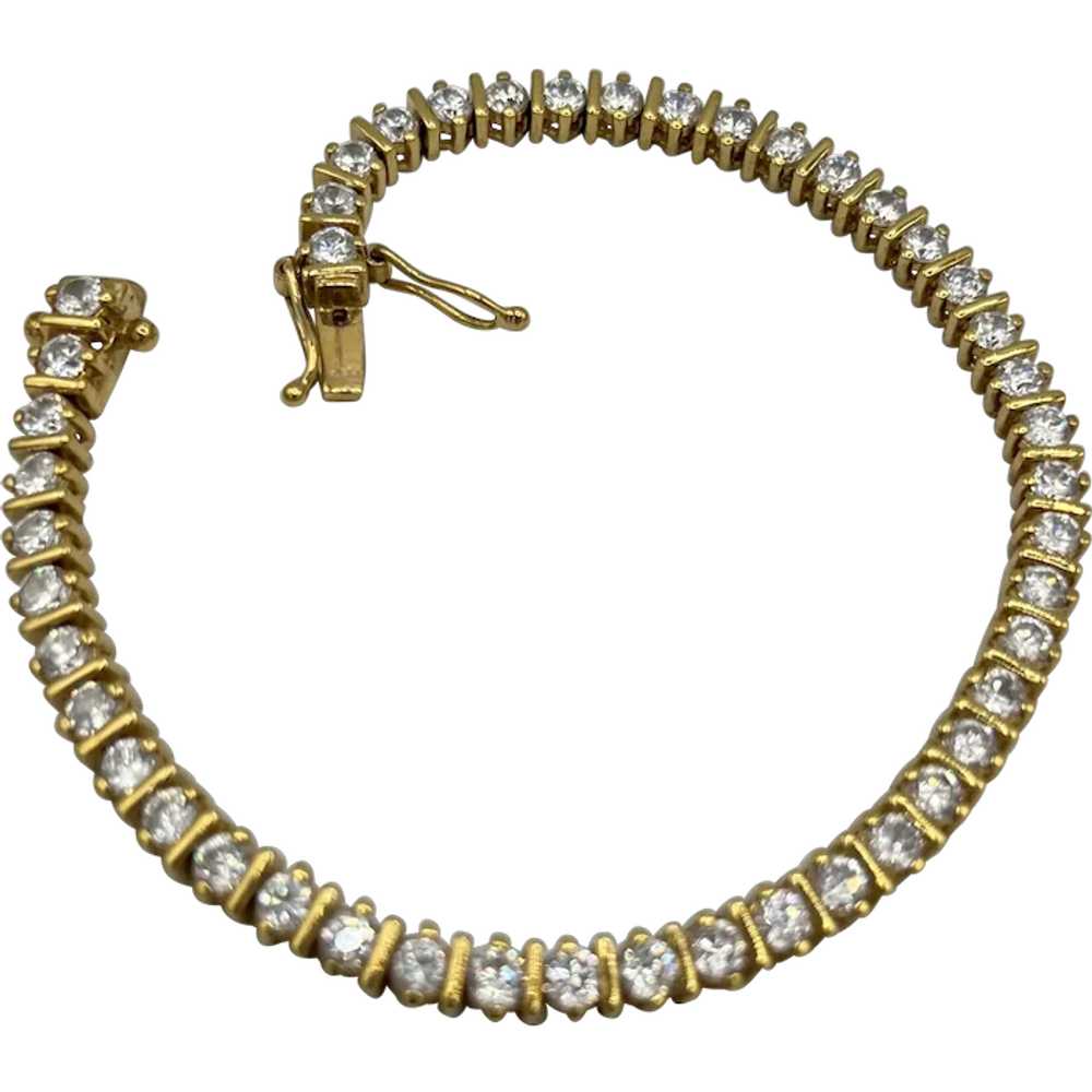 Vintage Gold Over Sterling Silver Tennis Bracelet - image 1
