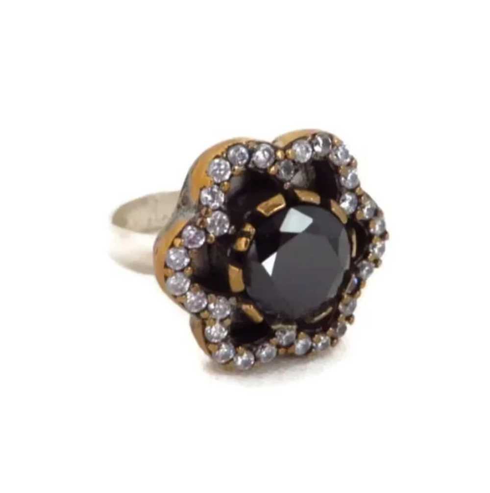 Sterling Silver Black Sapphire and Cubic Zirconia… - image 3