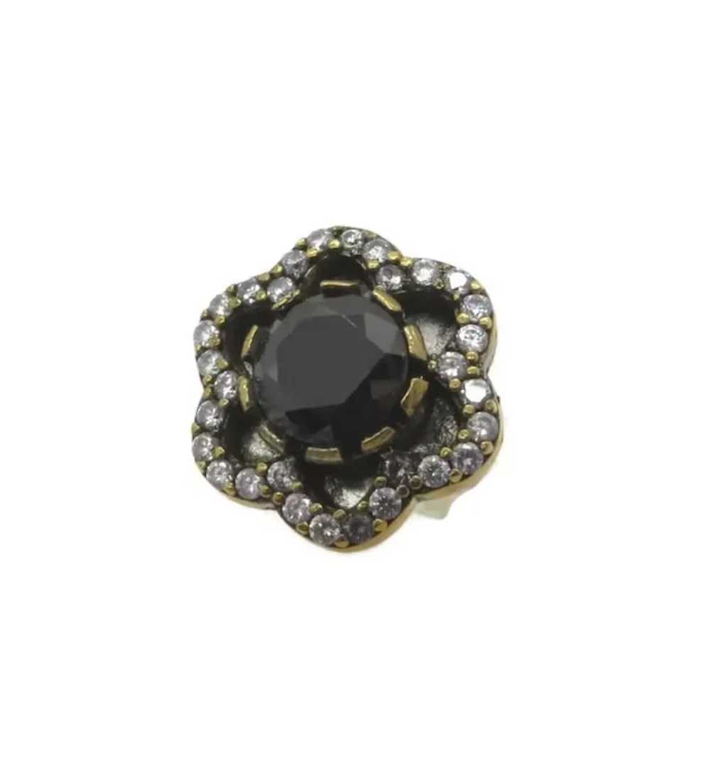 Sterling Silver Black Sapphire and Cubic Zirconia… - image 6