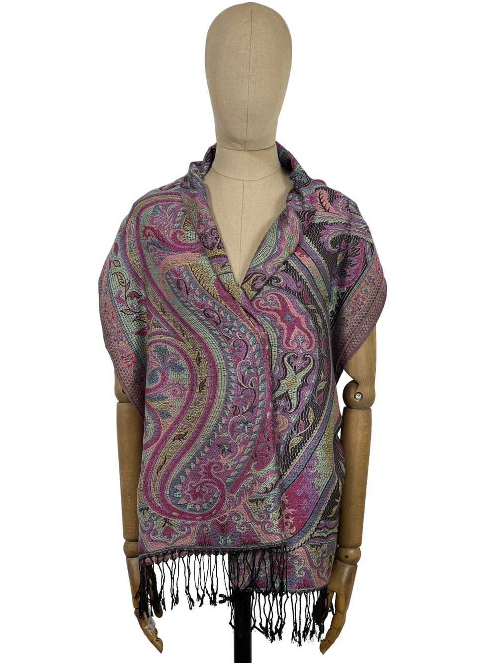 Etro Etro Long Shawl Silk Wool Paisley Multicolou… - image 1