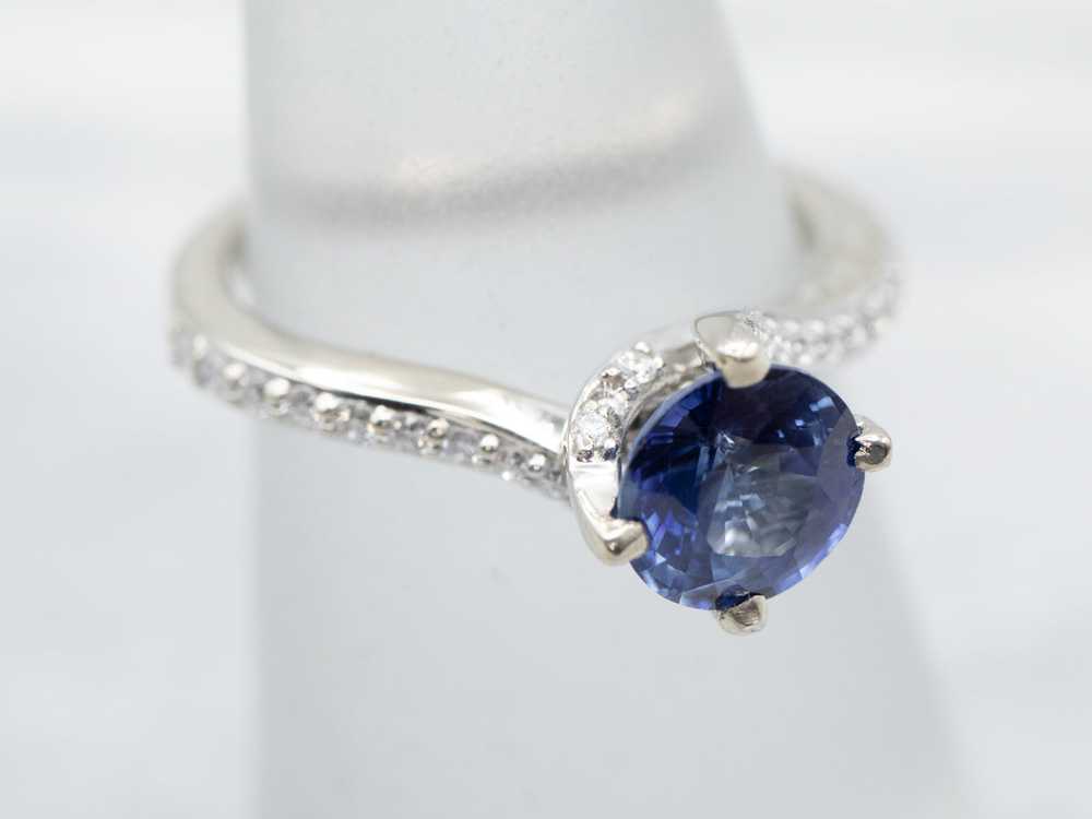 Ceylon Sapphire and Diamond Bypass Ring - image 3