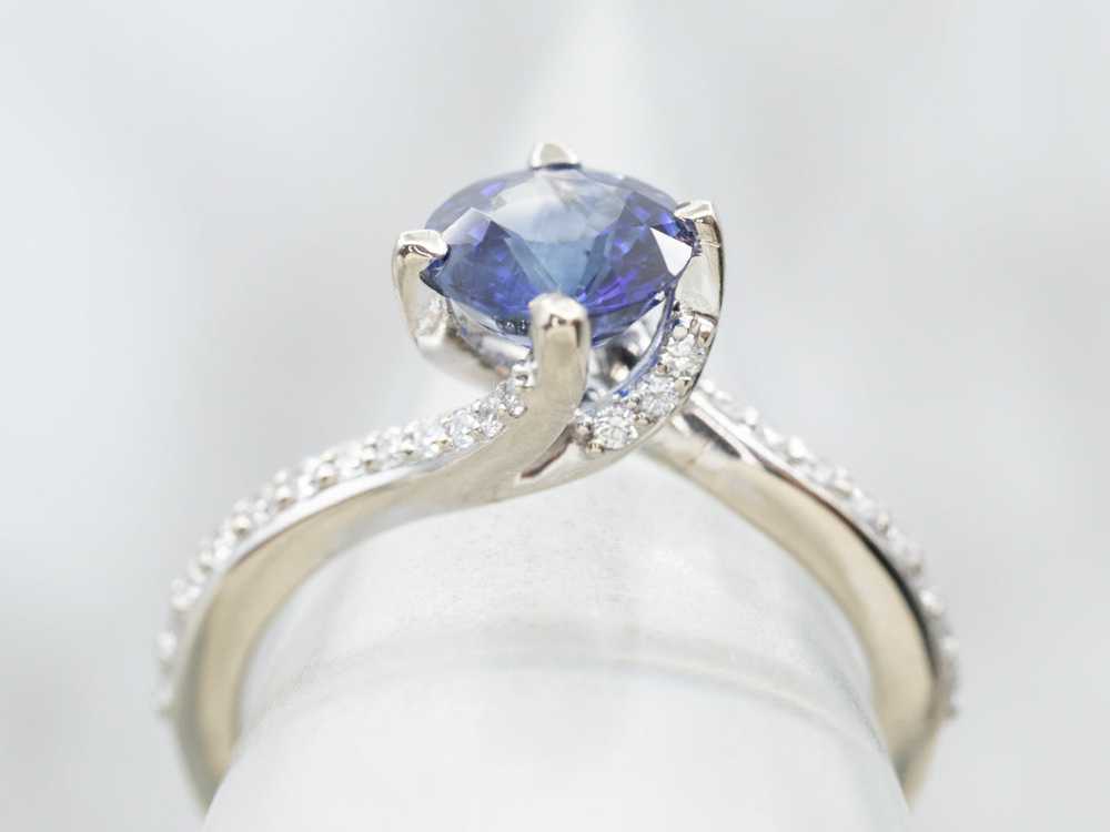 Ceylon Sapphire and Diamond Bypass Ring - image 4