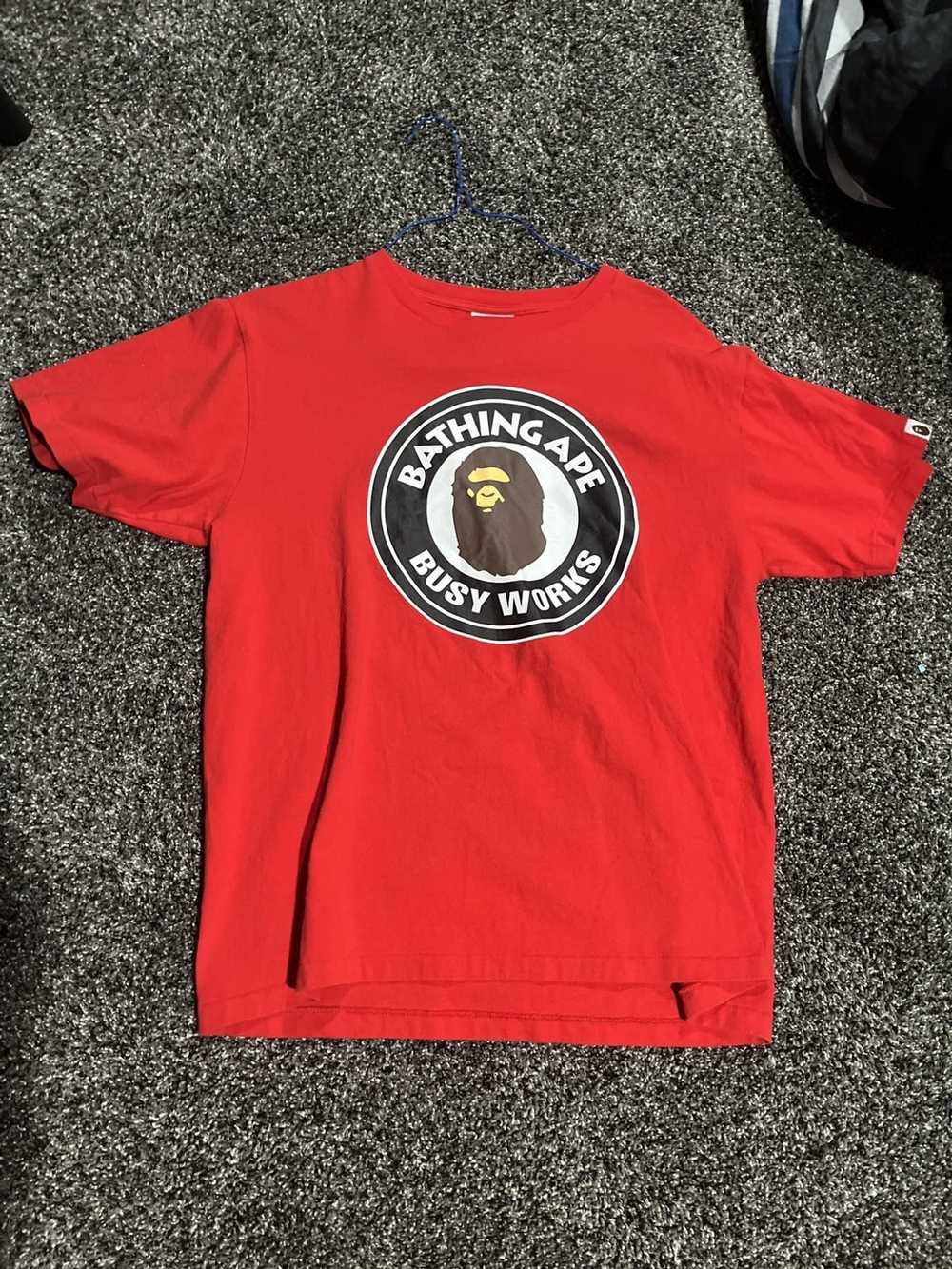 Bape Red Bathing Ape busy works T - image 1