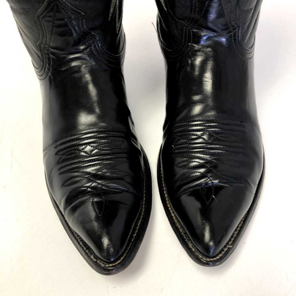 Nocona Boots Vtg Nocona BLACK Leather Cowboy West… - image 5