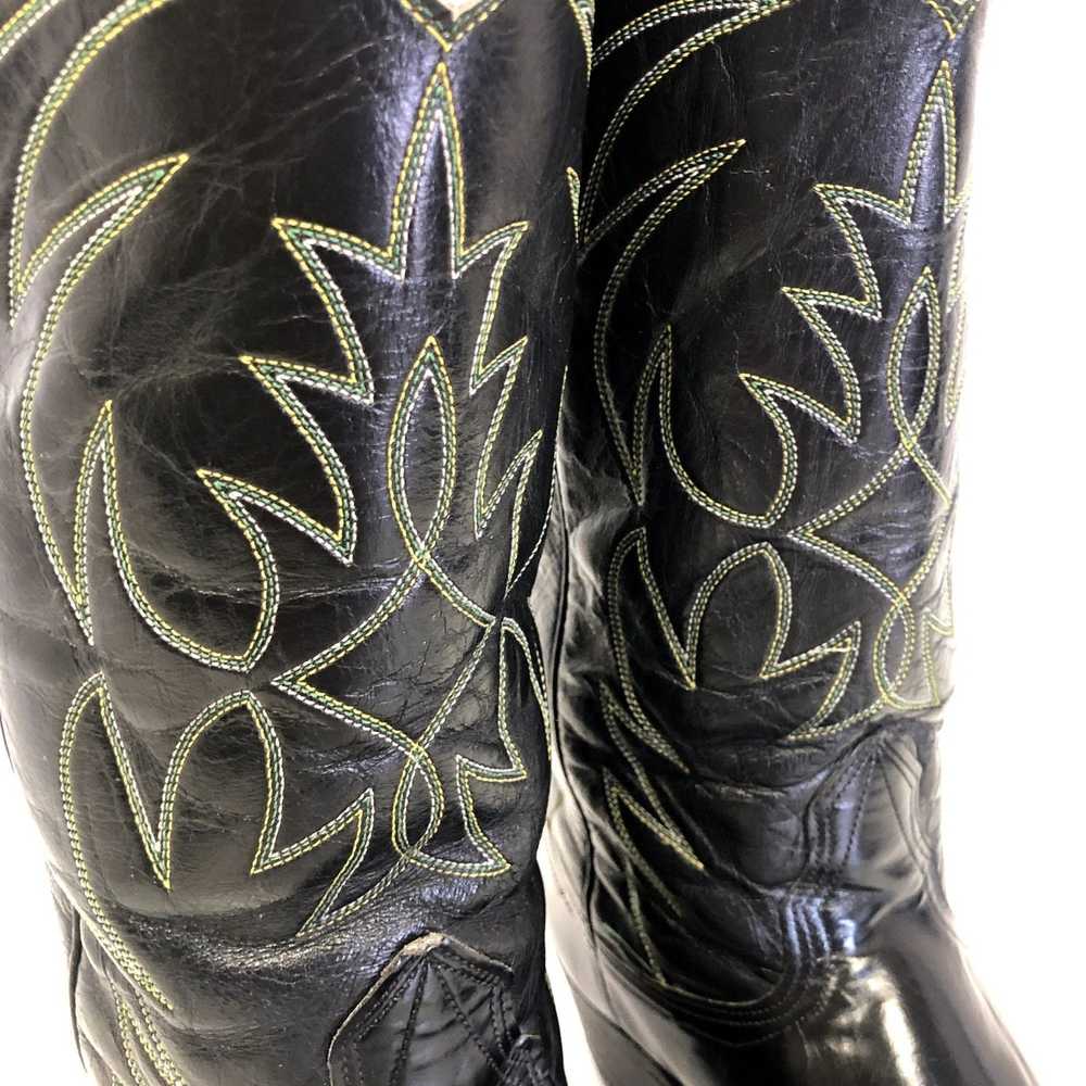Nocona Boots Vtg Nocona BLACK Leather Cowboy West… - image 6