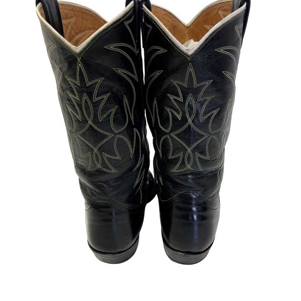 Nocona Boots Vtg Nocona BLACK Leather Cowboy West… - image 7