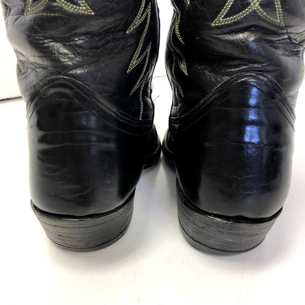 Nocona Boots Vtg Nocona BLACK Leather Cowboy West… - image 8
