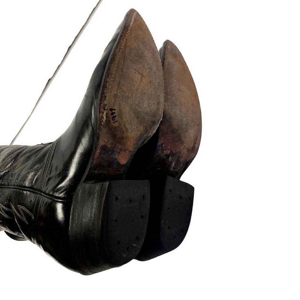 Nocona Boots Vtg Nocona BLACK Leather Cowboy West… - image 9
