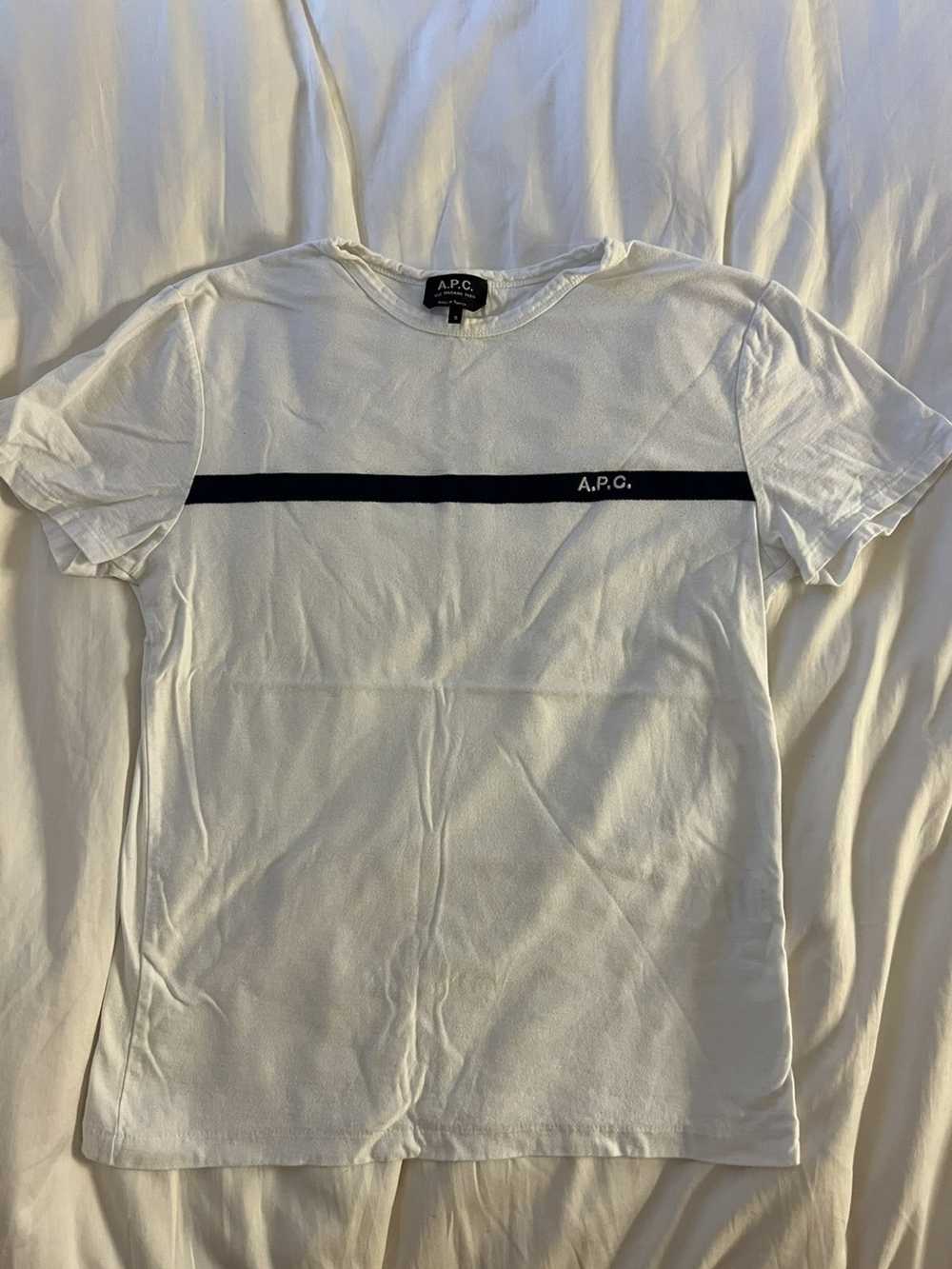 A.P.C. White A.P.C. Tshirt with Navy Stripe - image 2