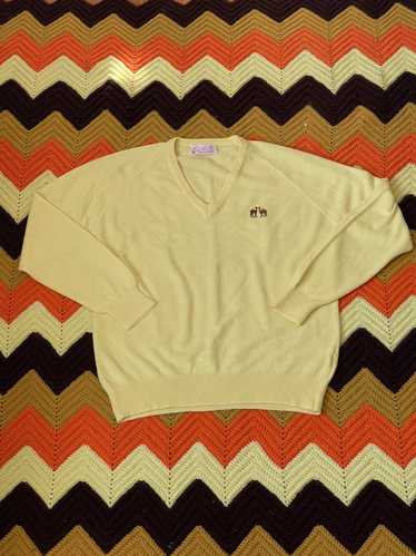 Vintage Vintage 70s Yellow V Neck sweater. - image 1
