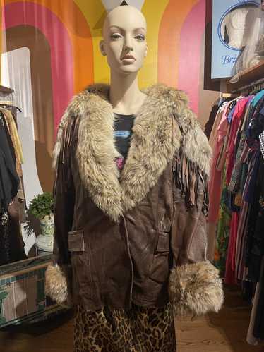 Henri Bendel × Vintage 80s leather and fur fringe 