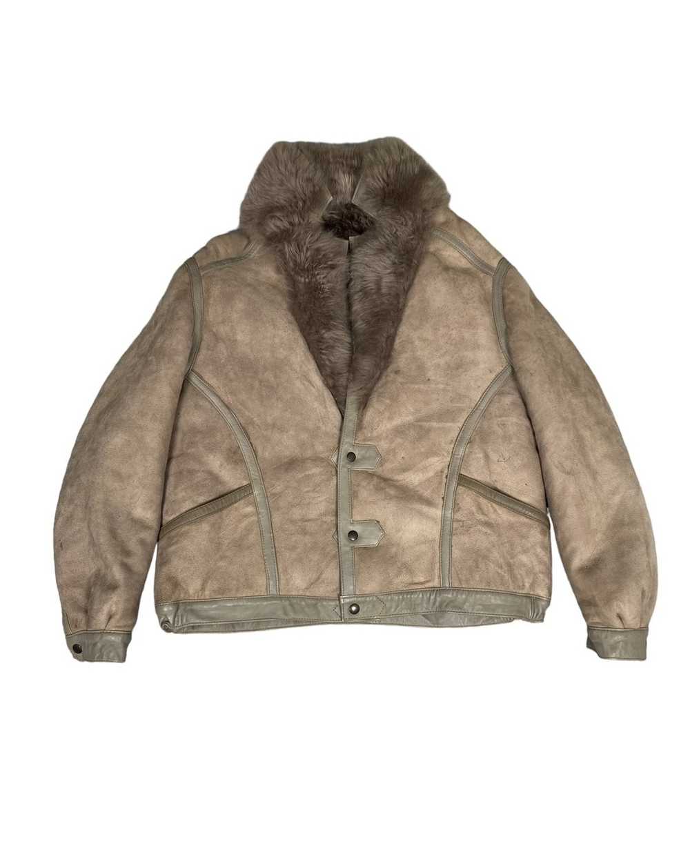 Designer × Leather Vintage Sherling Coat Leda Spa… - image 1