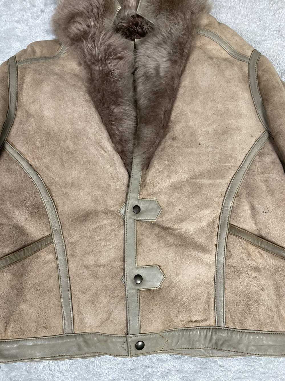 Designer × Leather Vintage Sherling Coat Leda Spa… - image 3