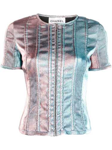 CHANEL Pre-Owned 2010s lamé short-sleeved top - B… - image 1