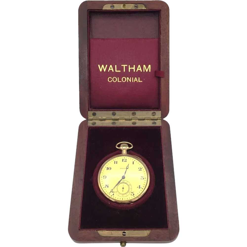 14K Waltham Colonial Pocket Watch & Box - image 1