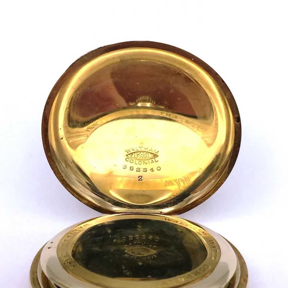 14K Waltham Colonial Pocket Watch & Box - image 3