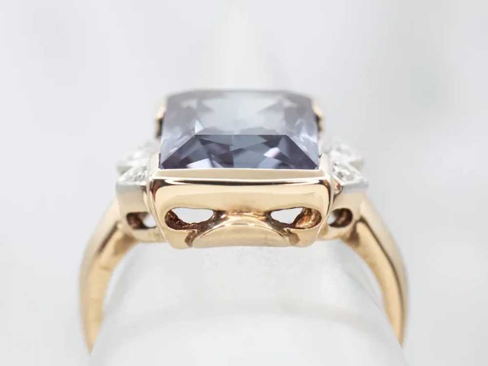 Retro Era Synthetic Alexandrite and Diamond Ring - image 4