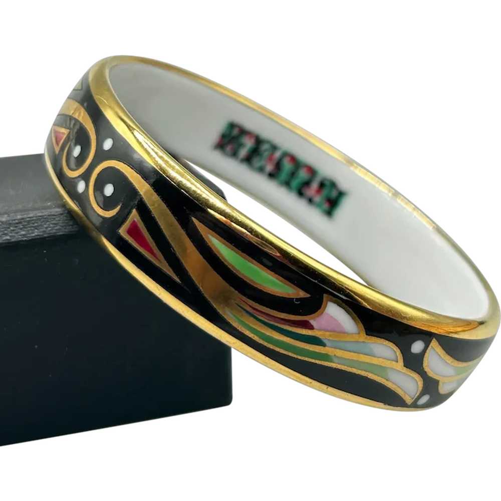 ZEMA Fine Porcelain Bangle Bracelet Art Deco Blac… - image 1