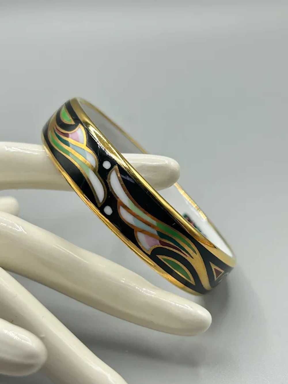 ZEMA Fine Porcelain Bangle Bracelet Art Deco Blac… - image 2