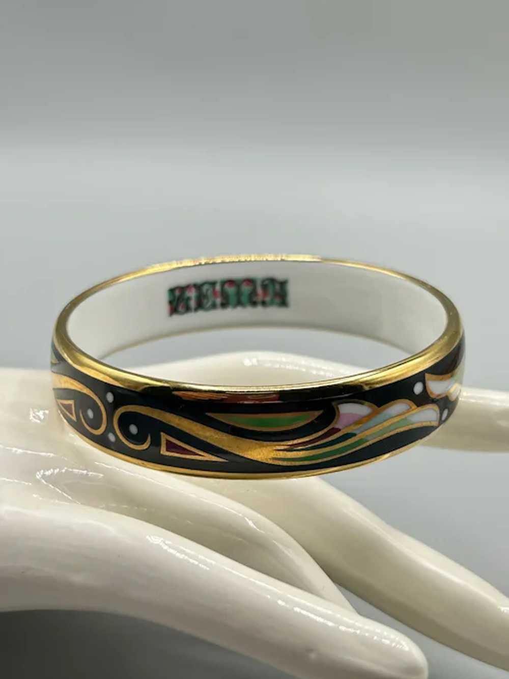 ZEMA Fine Porcelain Bangle Bracelet Art Deco Blac… - image 3
