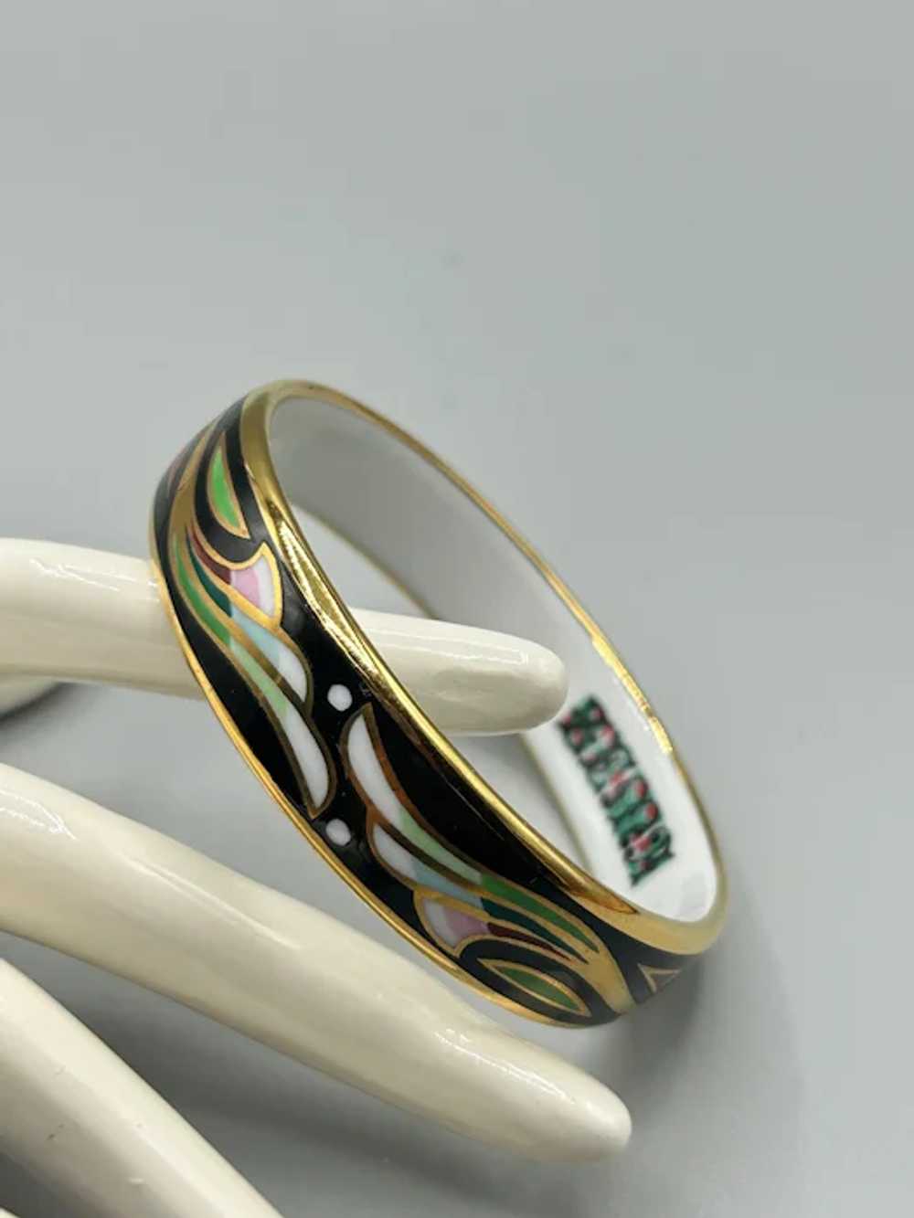ZEMA Fine Porcelain Bangle Bracelet Art Deco Blac… - image 4