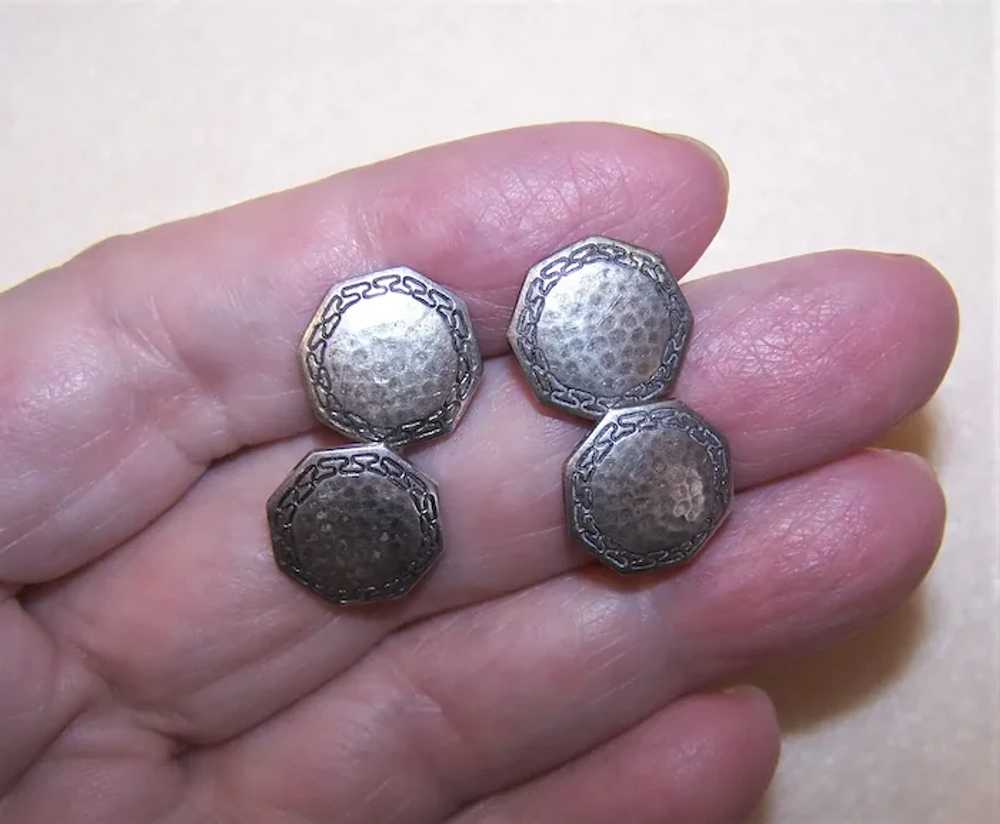 Hand Hammered Art Deco Sterling Silver Enamel Cuf… - image 3