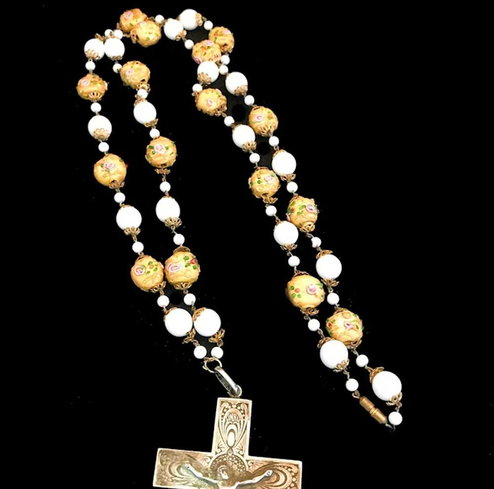 Antique Engraved Crucifix Necklace with Handmade … - image 8