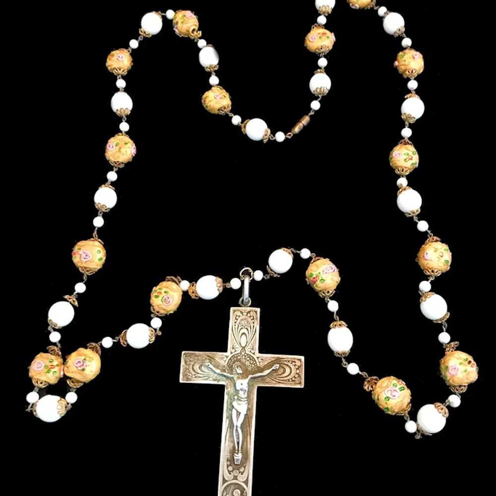 Antique Engraved Crucifix Necklace with Handmade … - image 9