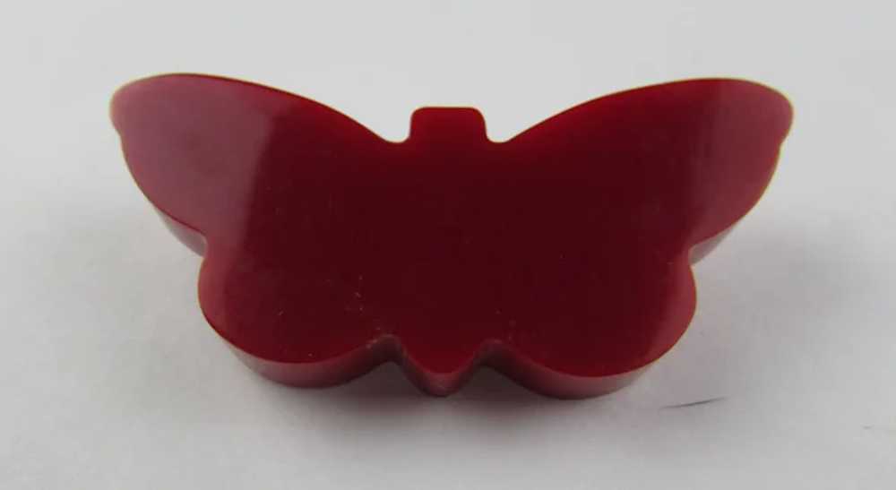 Bakelite Butterfly Pin in Red with C Clasp - image 10