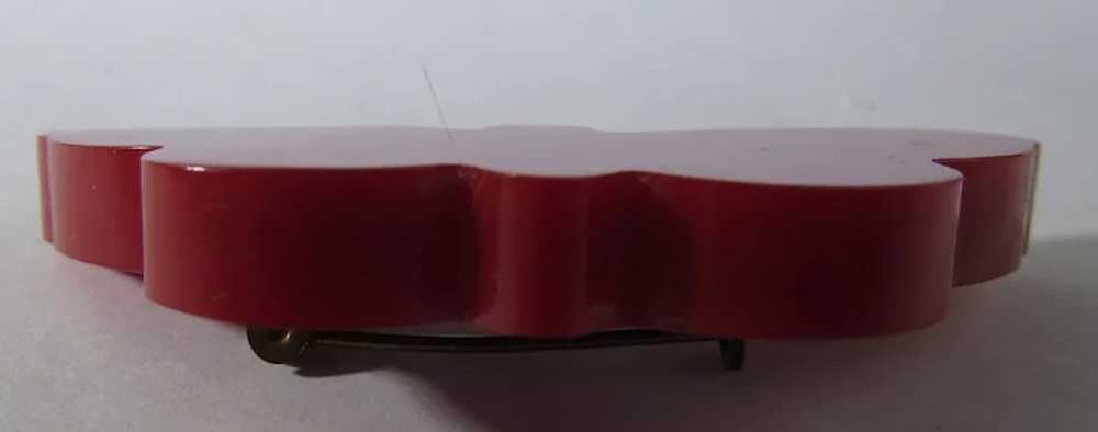 Bakelite Butterfly Pin in Red with C Clasp - image 3