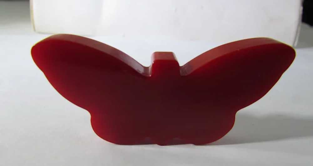 Bakelite Butterfly Pin in Red with C Clasp - image 8