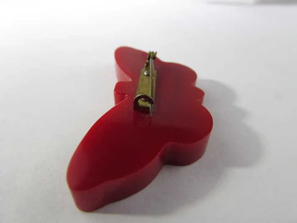 Bakelite Butterfly Pin in Red with C Clasp - image 9