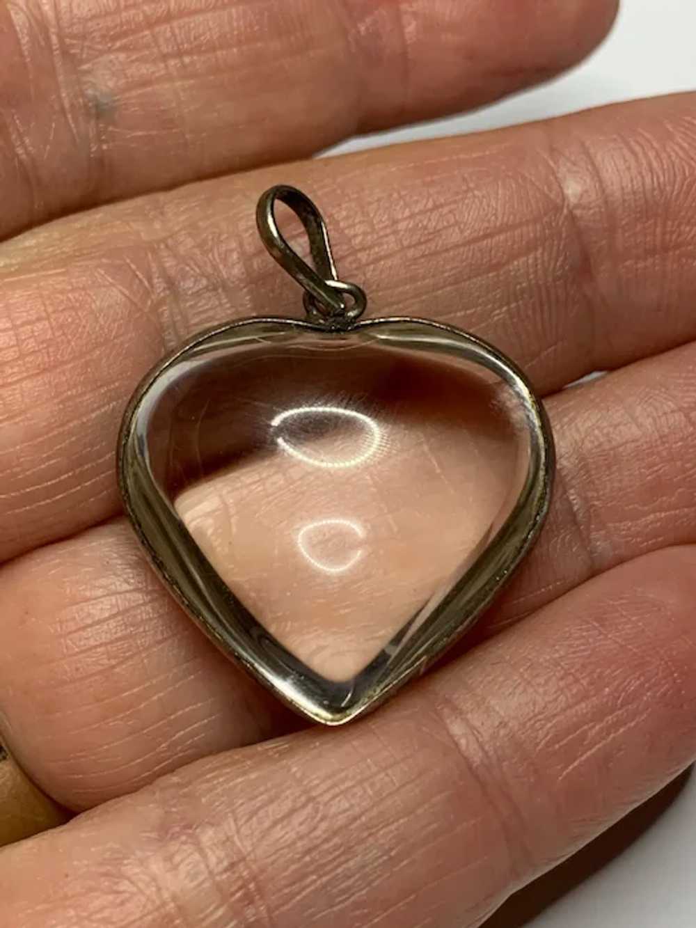 Antique Extra large Pool of light Heart Pendant - image 5