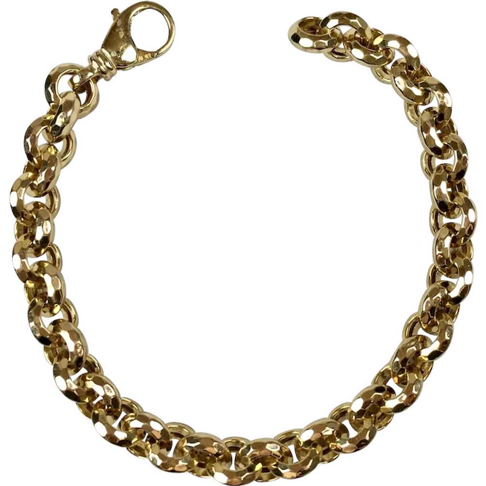 Unisex 14K Gold Chunky Victorian Style Chain Brac… - image 1