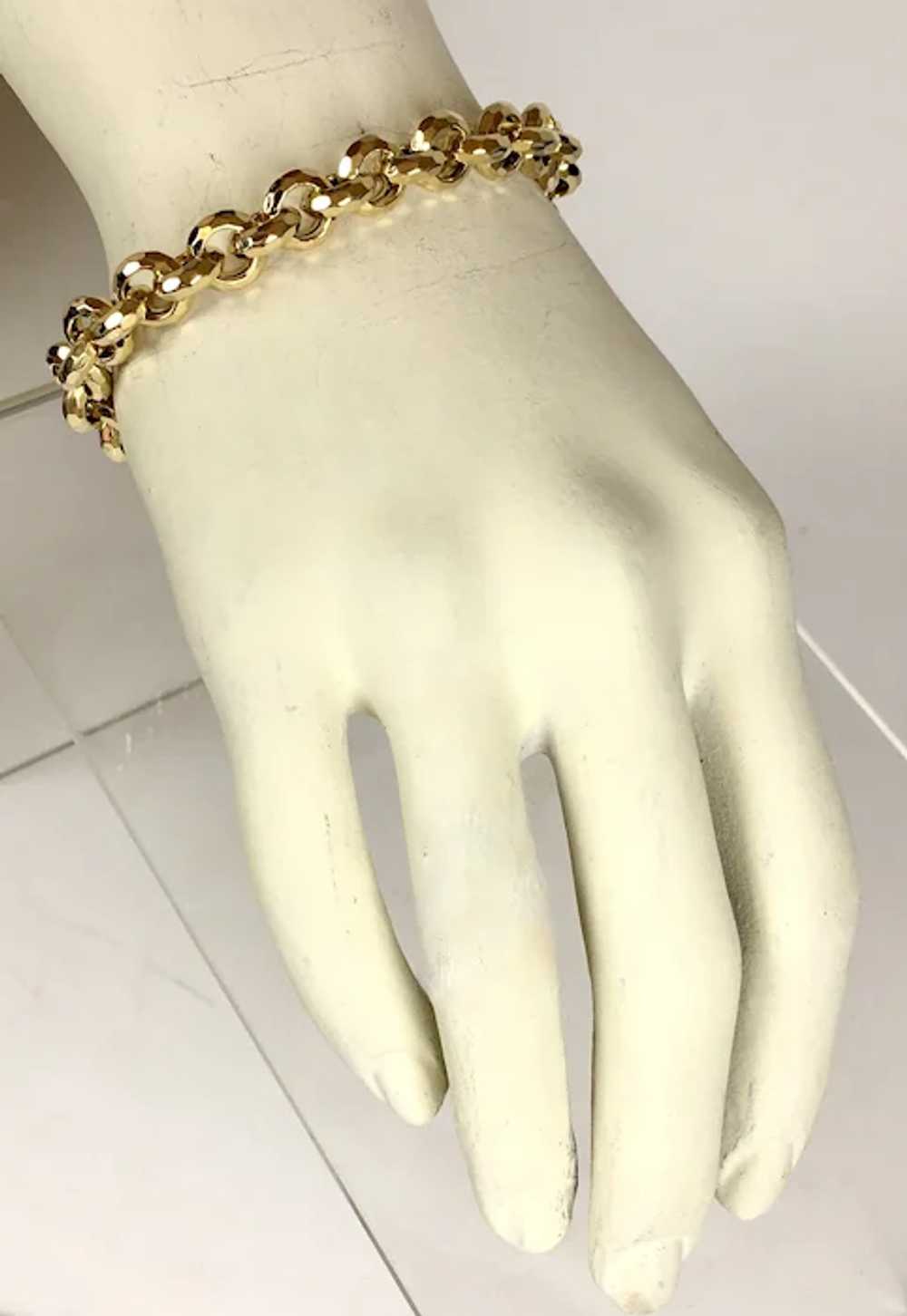 Unisex 14K Gold Chunky Victorian Style Chain Brac… - image 3